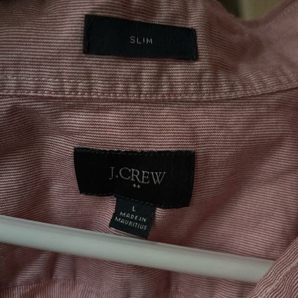 Jcrew  pink striped slim fit mens long sleeve shirt Sz L - Picture 3 of 9